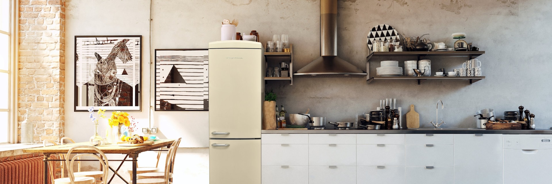 Fritstående køle-/fryseskab, Retro Design Line